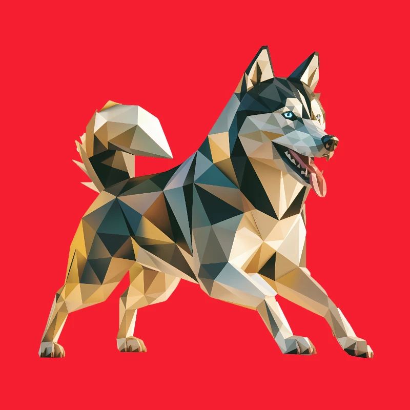 Husky sibérien - Logo Low Poly cool