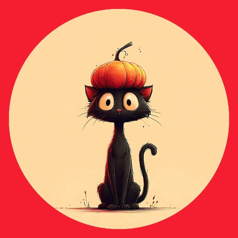 Cat with pumpkin on its head