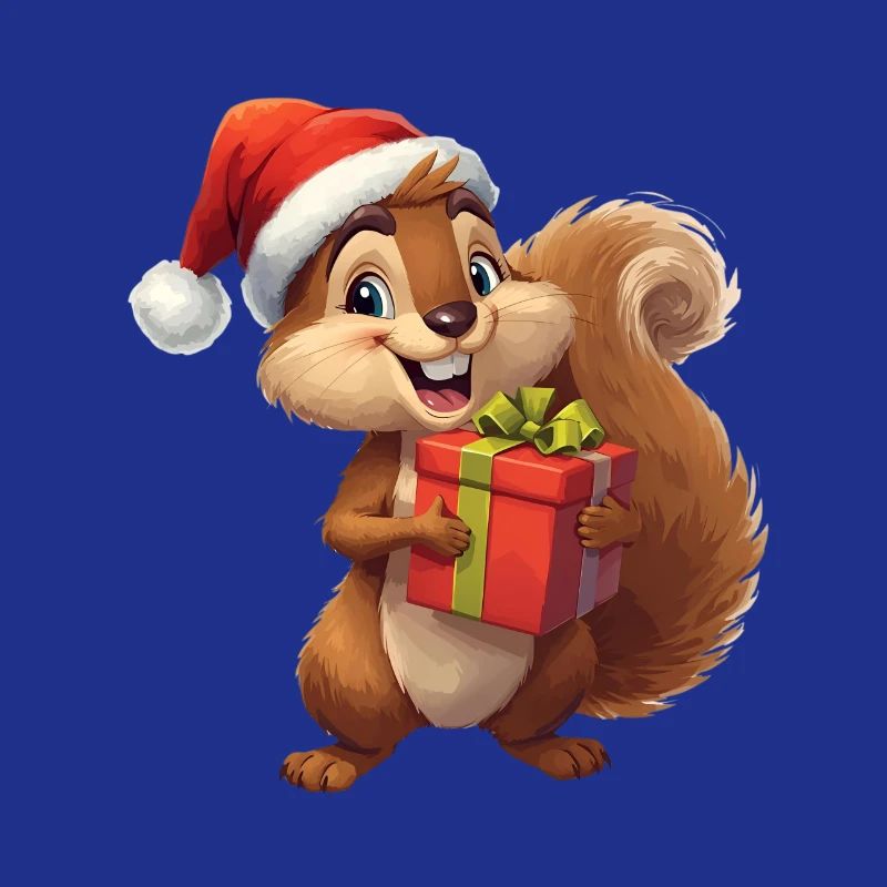 Weihnachts-Eichhörnchen mit Geschenk