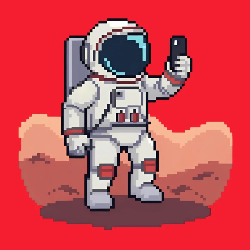 Selfie d’astronaute pixel sur Mars - Style 8 bits