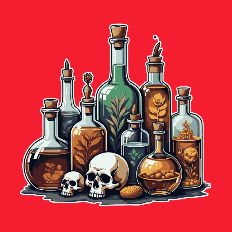 Alchemie Fläschchen Schädel Design