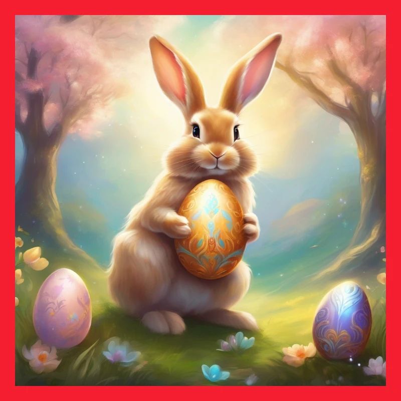 Spring bunny with gold Easter egg