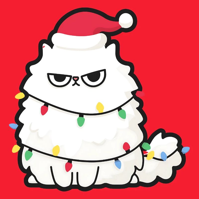 Grim Christmas Cat with Lights