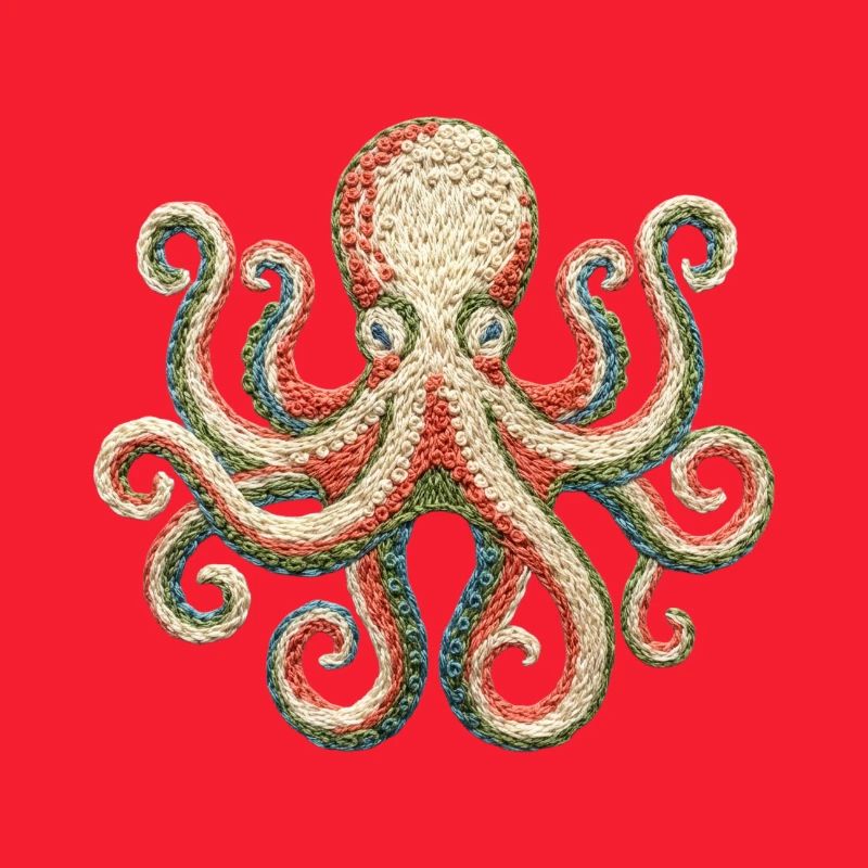 Bestickter Oktopus – auffälliges Meerestier-Design