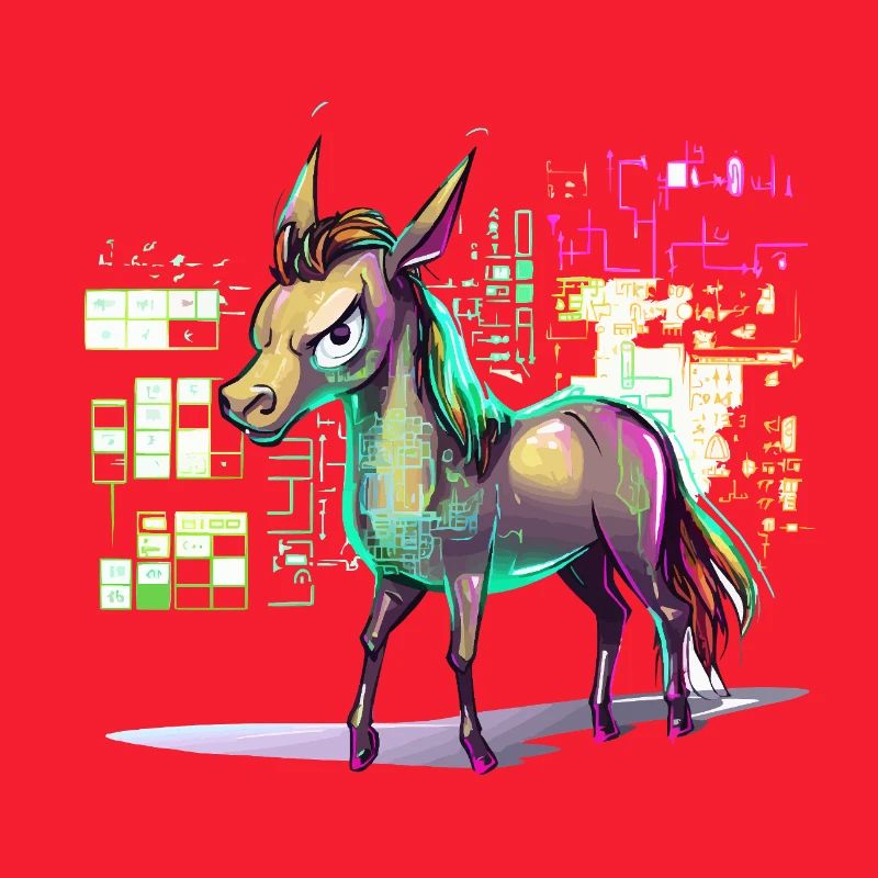 Neon-Hologramm Pferd Farbexplosion