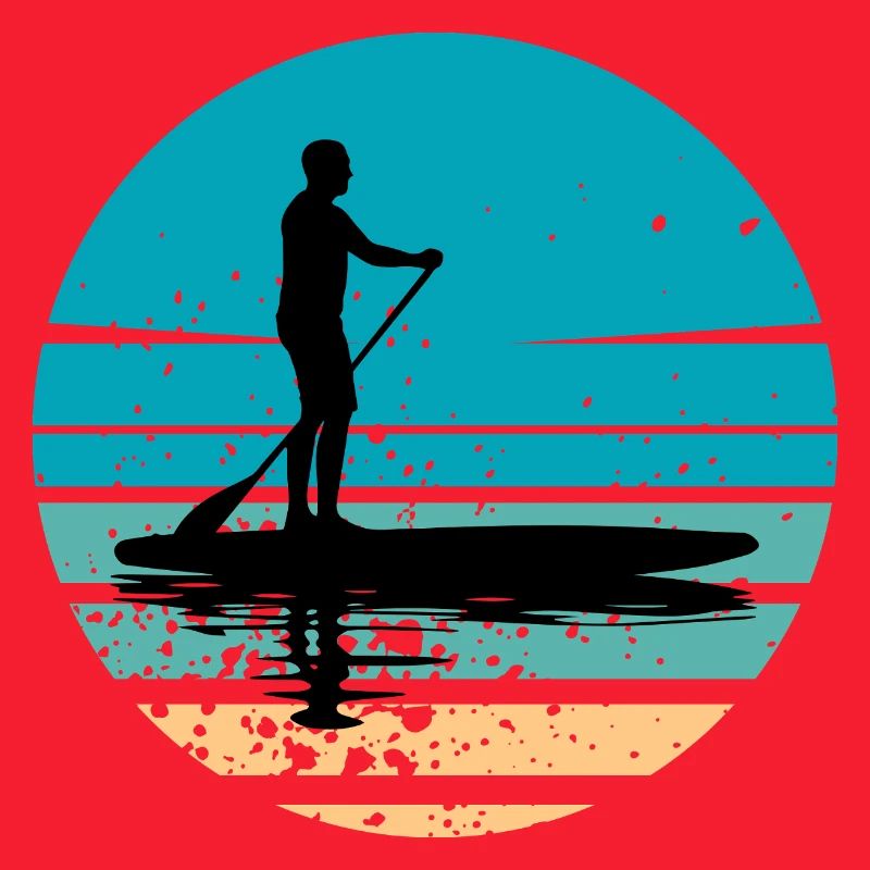 Paddleboard mit maritimer Atmosphäre im Retro-Stil