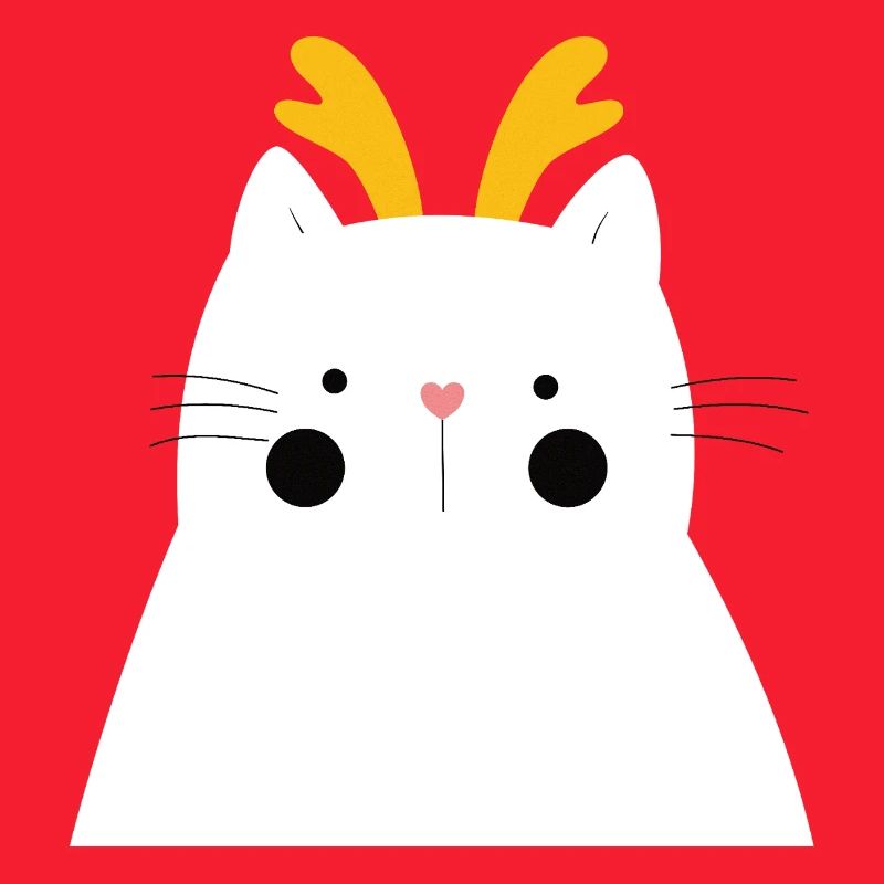 Weiße Katze mit goldenem Geweih