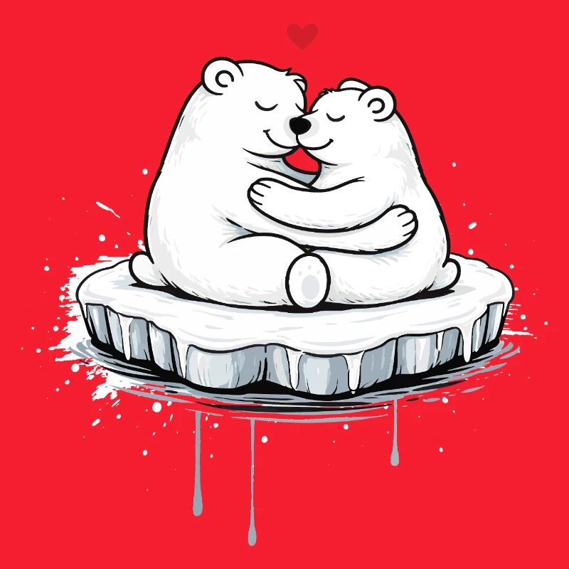Zwei kuschelnde Eisbären auf Eisscholle 