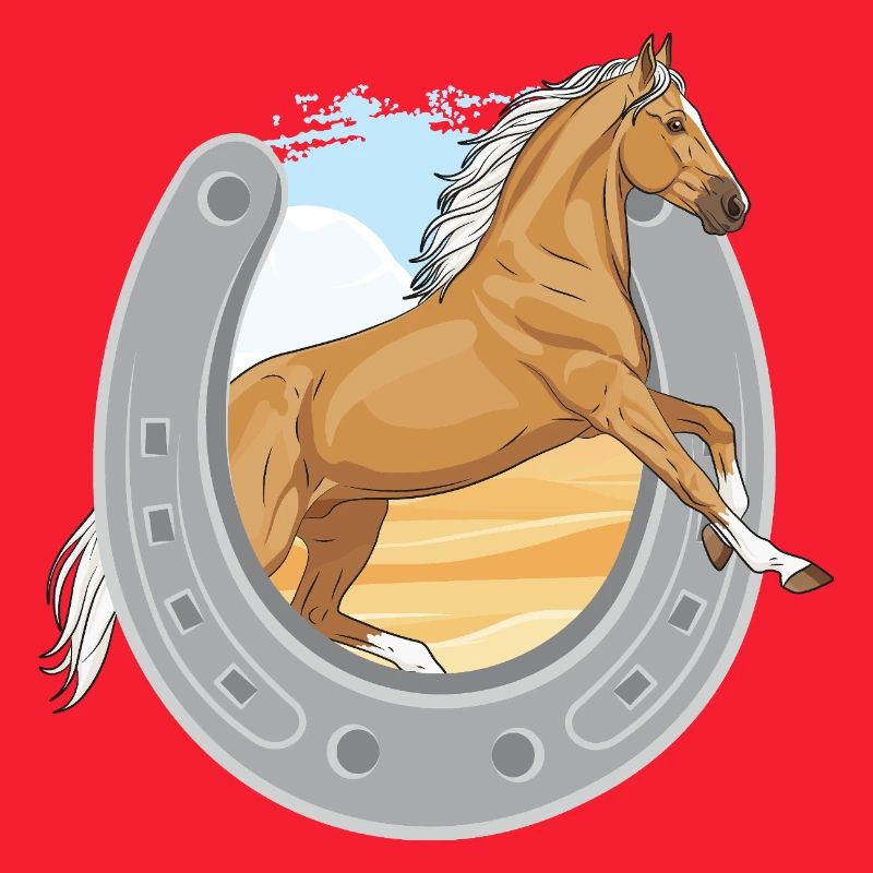 Ein springendes Palomino-Pferd, das ein Eisen durchbohrt