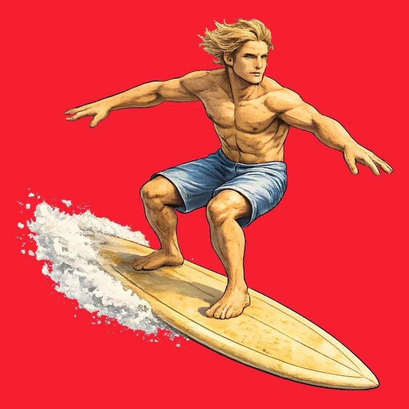 Surfer on wave in summer