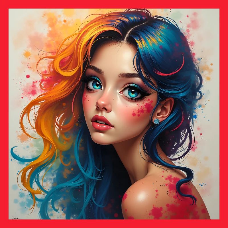 Regenbogen-Haar-Porträt-Splash