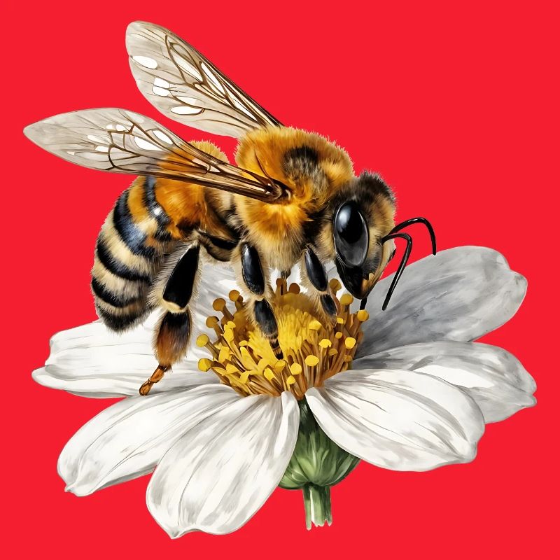 Abeille sur fleur blanche