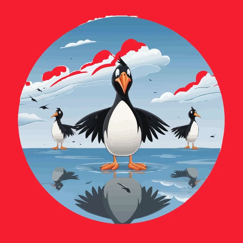 Pinguinenschar am Eissee