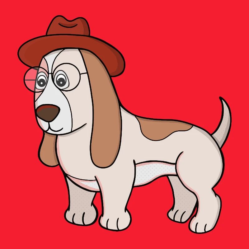 Brillen-Beagle mit Fedora