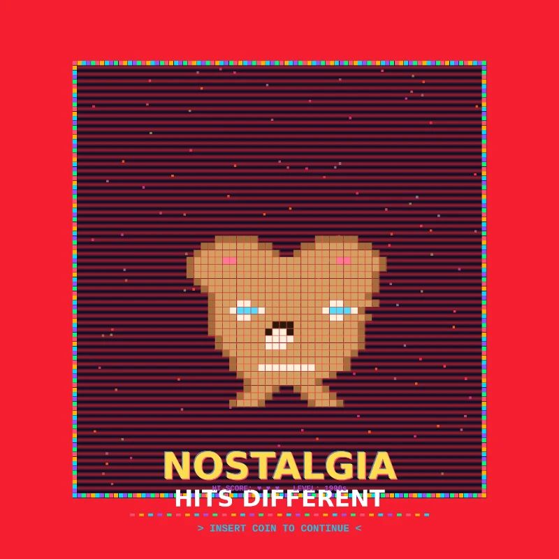 Nostalgie Pixelbär: RetroGlanz Design
