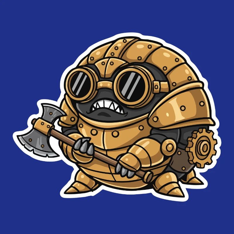 Sowbug Warrior Steampunk Axe Copper Armor