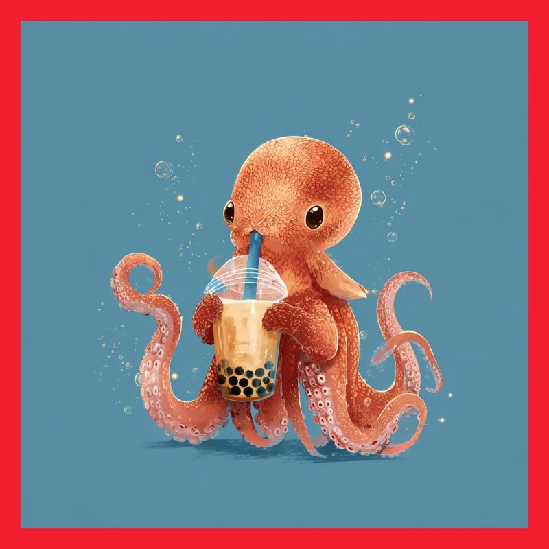 Dumbo‑Oktopus und sein Bubble Tea