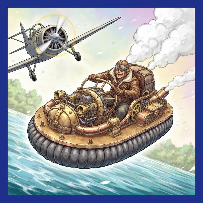 Steampunk-Luftboot-Flussjagd