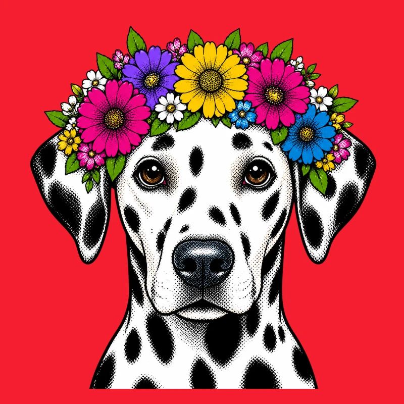 Dalmatiner mit Blumenkrone