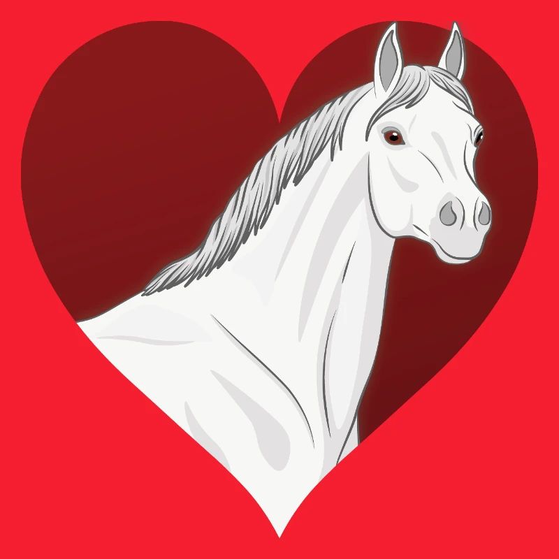 Un cheval Abbayan devant un coeur rouge