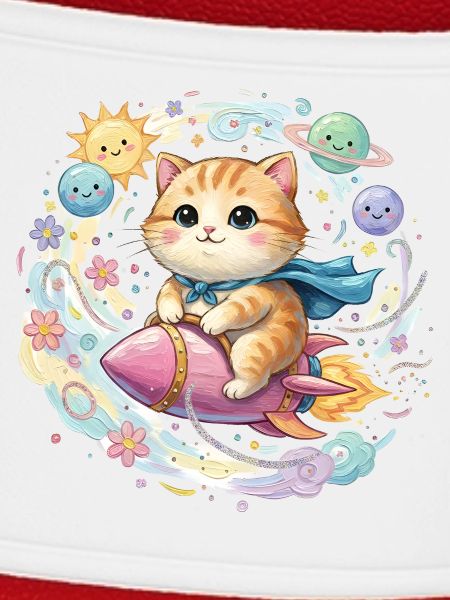 Cute Space Cat on Rocket