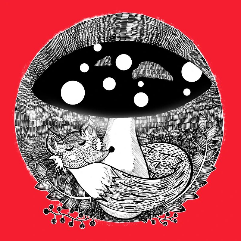 Fox illustration black and white