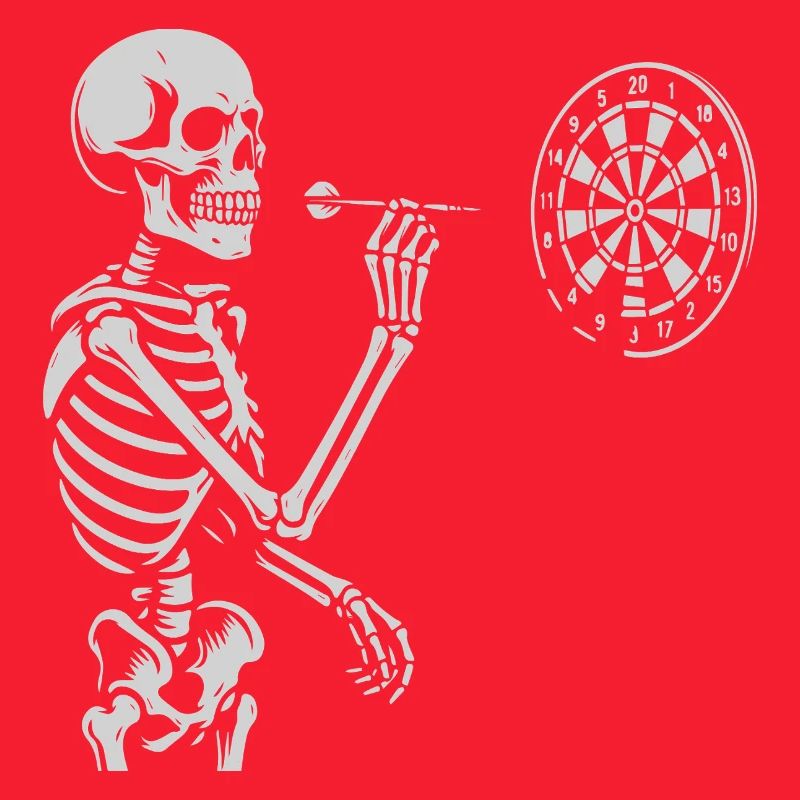 Skeleton playing darts game