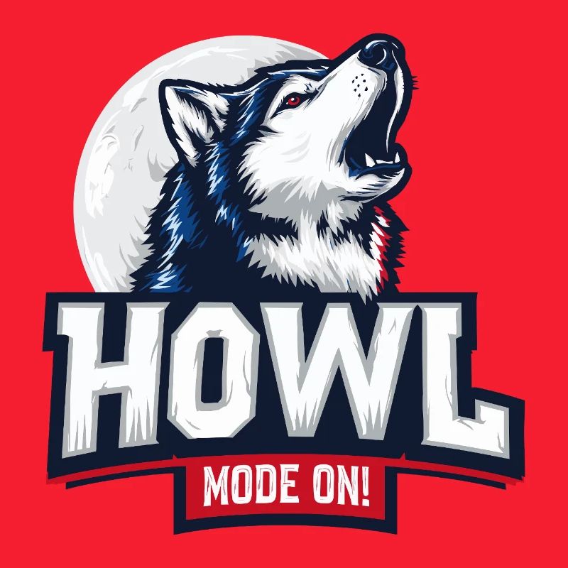 Howl Mode On – Husky Design mit Mond