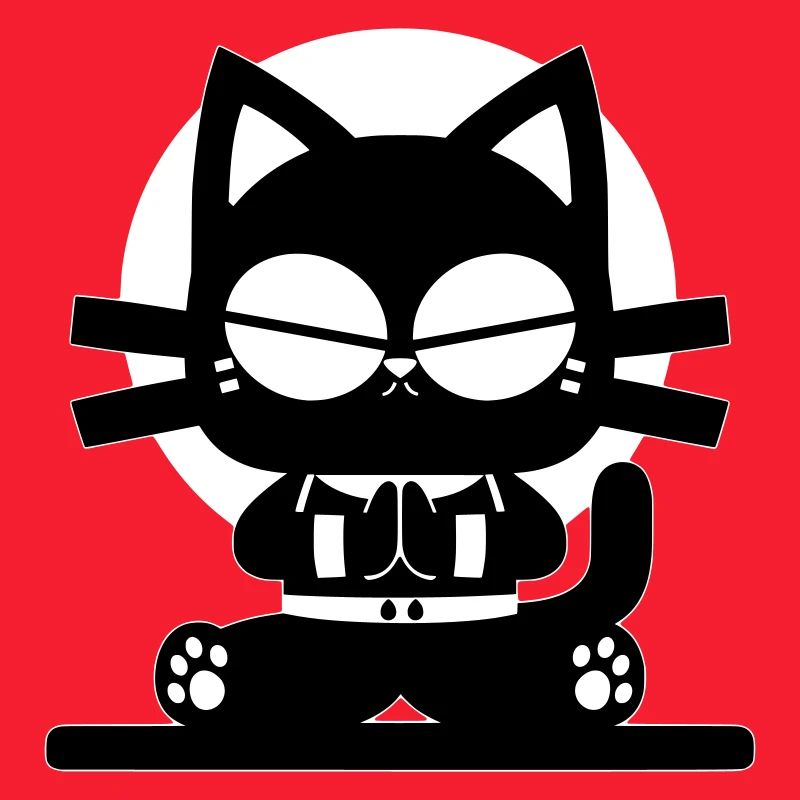 Zen Cat Meditation Minimal Design
