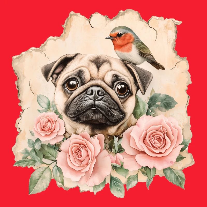 Mops und Rotkehlchen