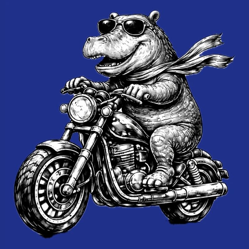 Crocodile on Motorcycle Black and White