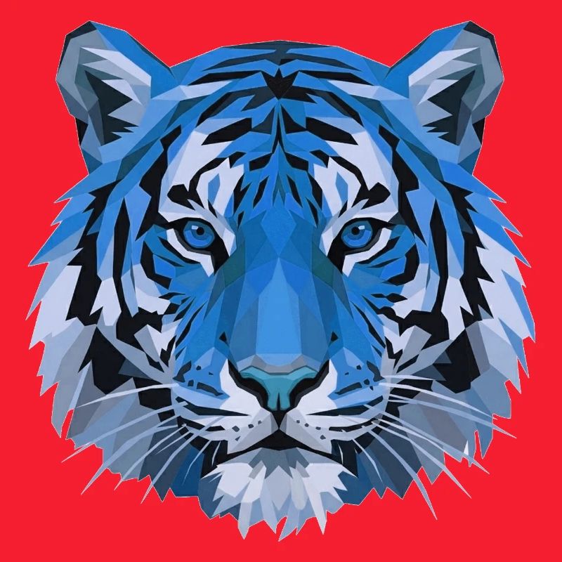 Blauer Polygon-Tiger Kopf