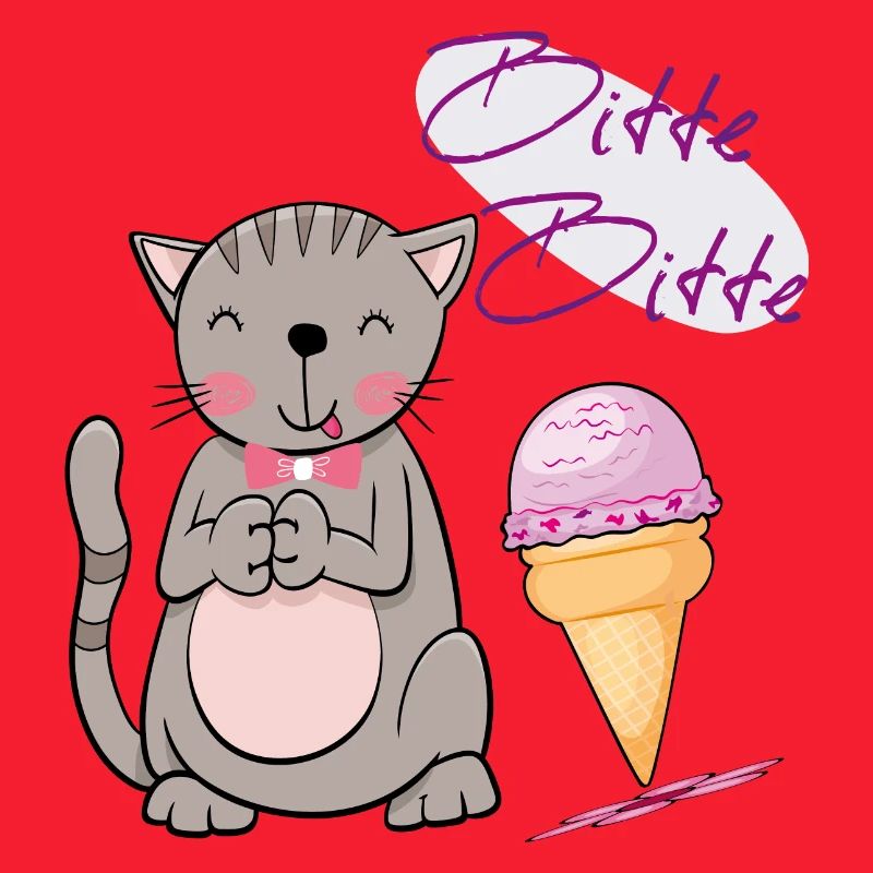 Chat avec cornet de crème glacée