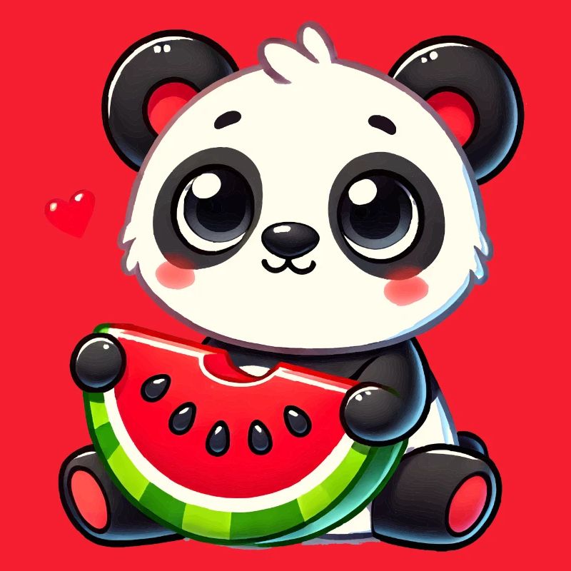 L’adorable panda déguste un morceau de pastèque