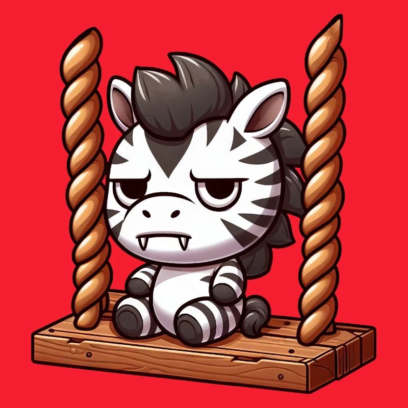 Grumpy Zebra Swinging Annoyed Funny Design