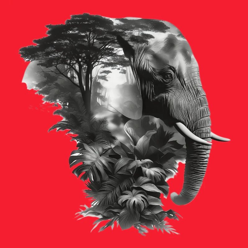 Elefant Dschungel Silhouette Doppel