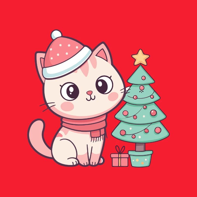 Weihnachtskätzchen am Baum