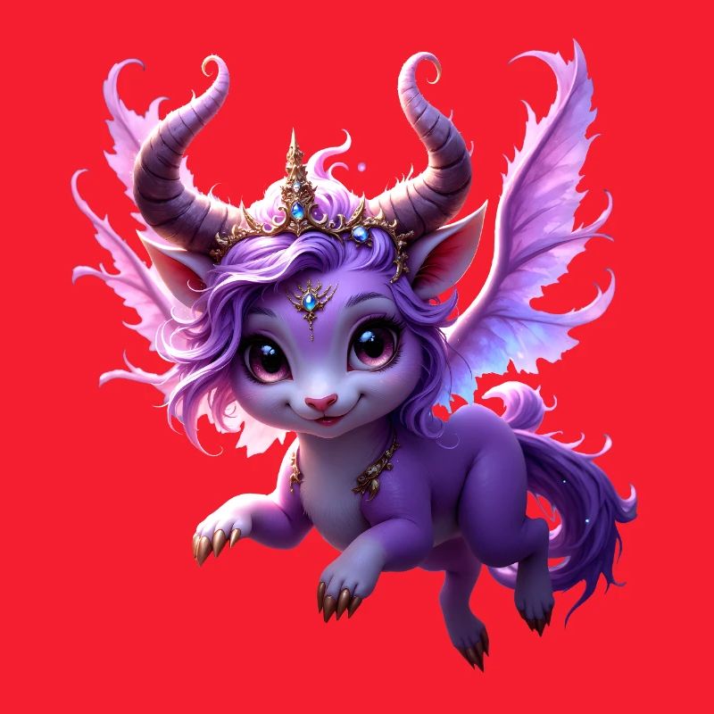 Lila Drache mit Krone