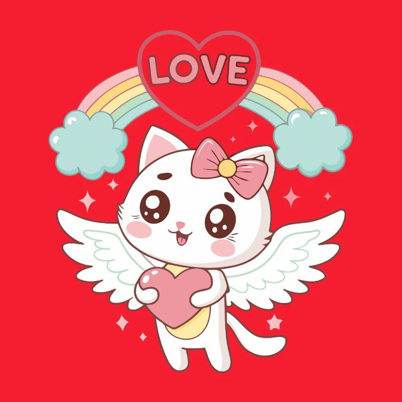 Chat ailé Arc en Ciel Amour