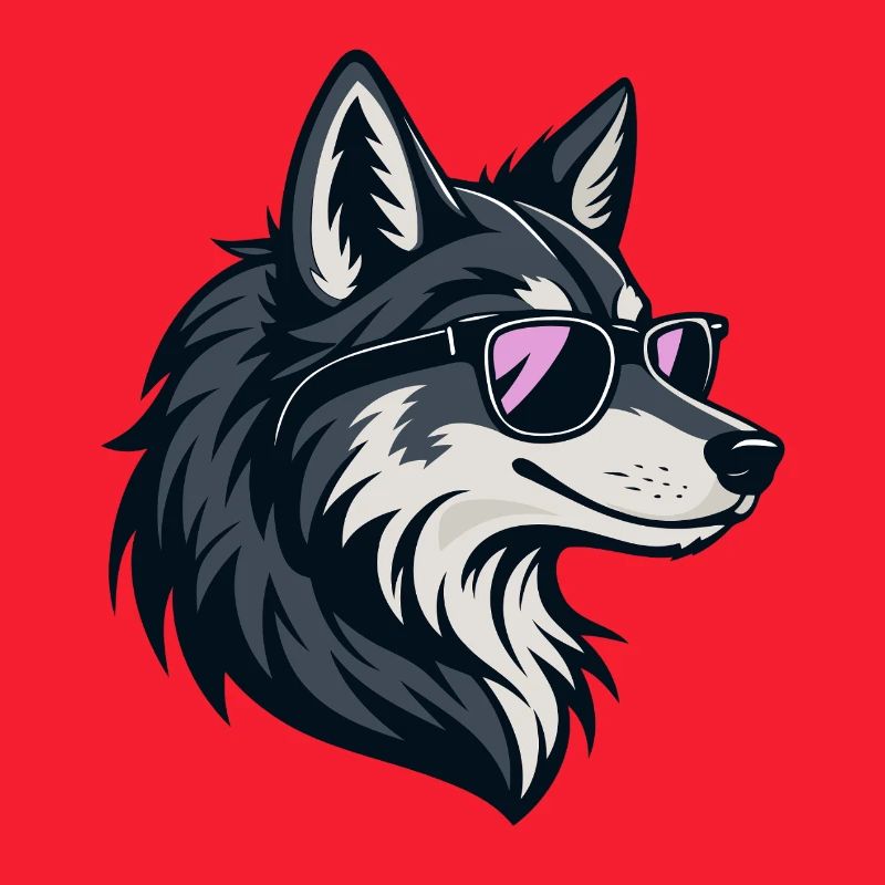 Chic wolf with rose-colored glasses