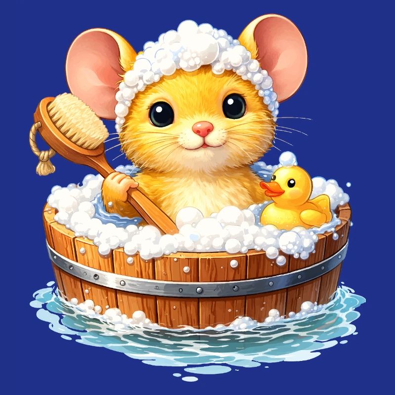 Cute mouse bathing