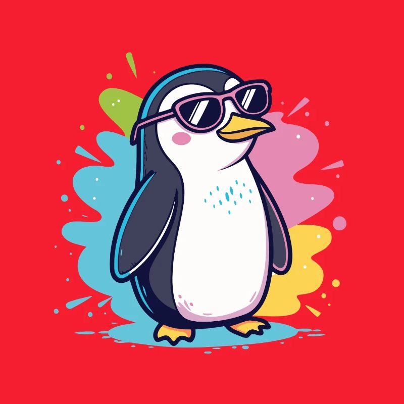 Bunter, cooler Ploppinguin mit Brille