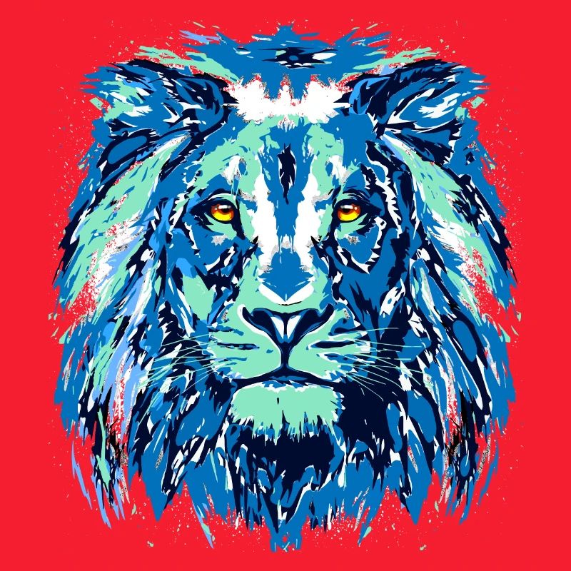 Blauer Löwe - Löwenkopf - Sternzeichen Löwe
