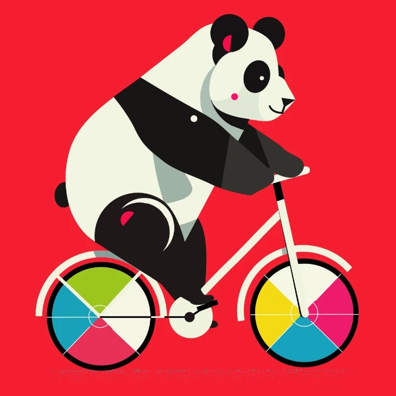 Panda on Bicycle – Funny & Creative Illustration