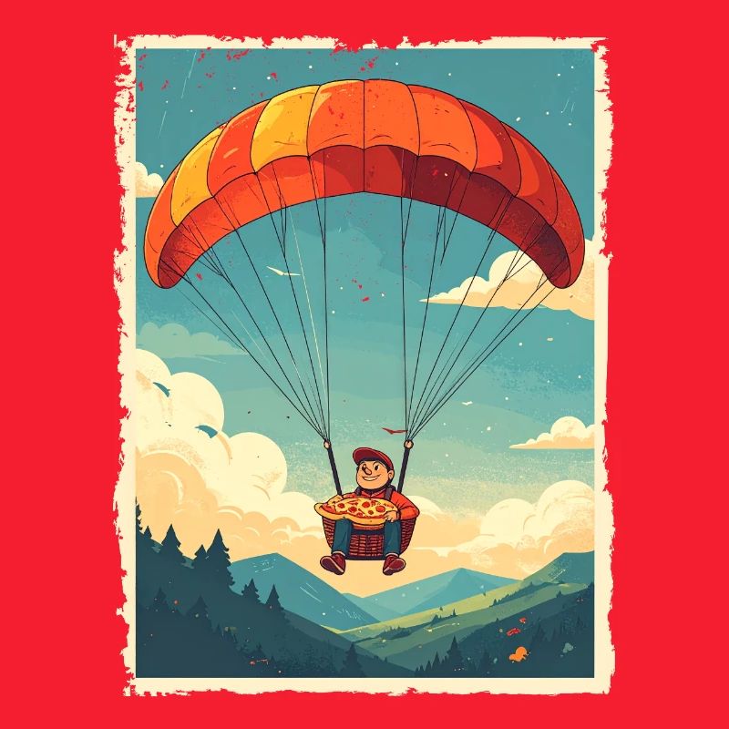 Adventurous Pizza Flight Illustration