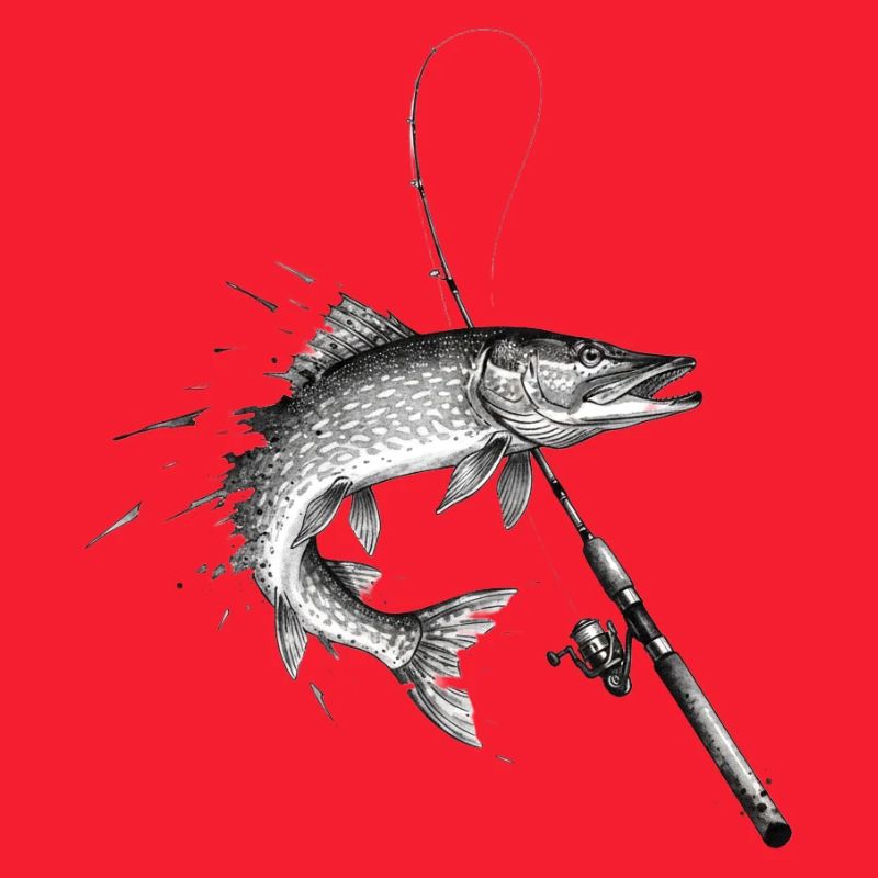 Pike Esox Predator Rod Ink Vector