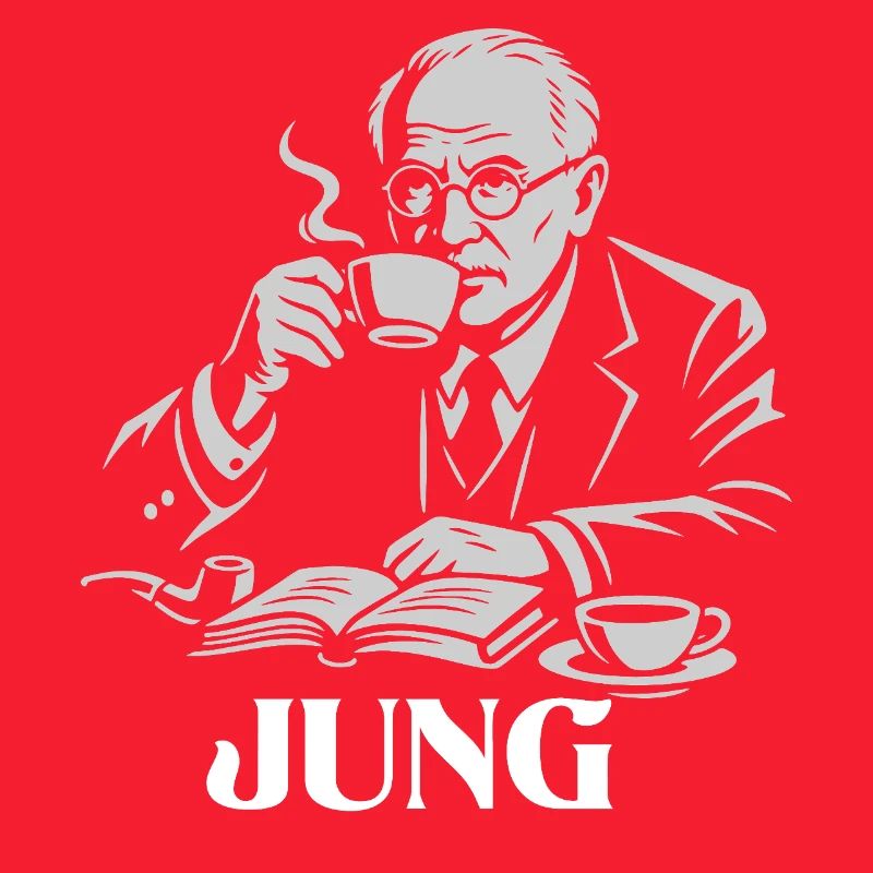 Carl Gustav Jung drinking a coffee portarit