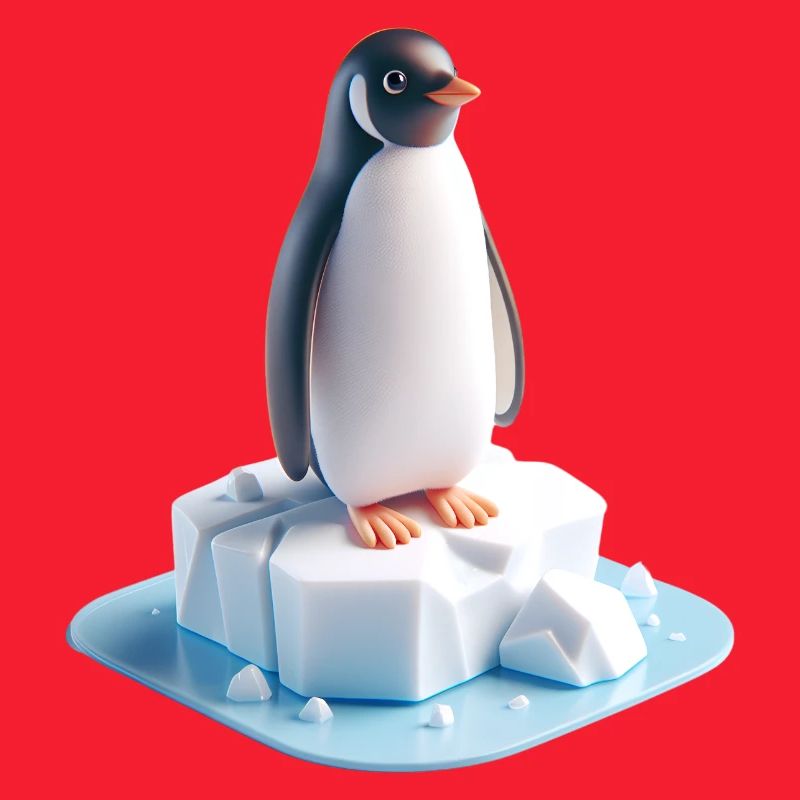 Bloc Pingouin sur glace 3D