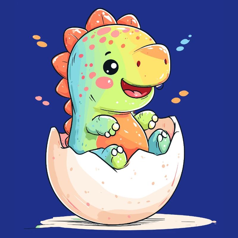 Cheerful dino chick from the egg