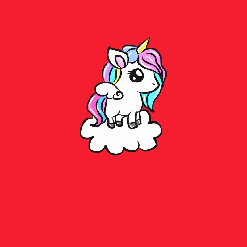 Rainbow unicorn on cloud